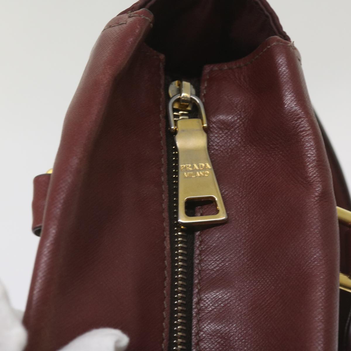 PRADA Hand Bag Leather 2way Red Auth ar11478B