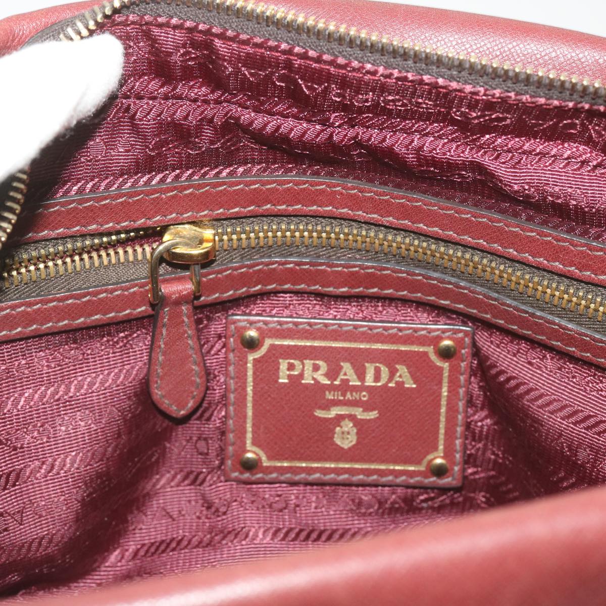 PRADA Hand Bag Leather 2way Red Auth ar11478B