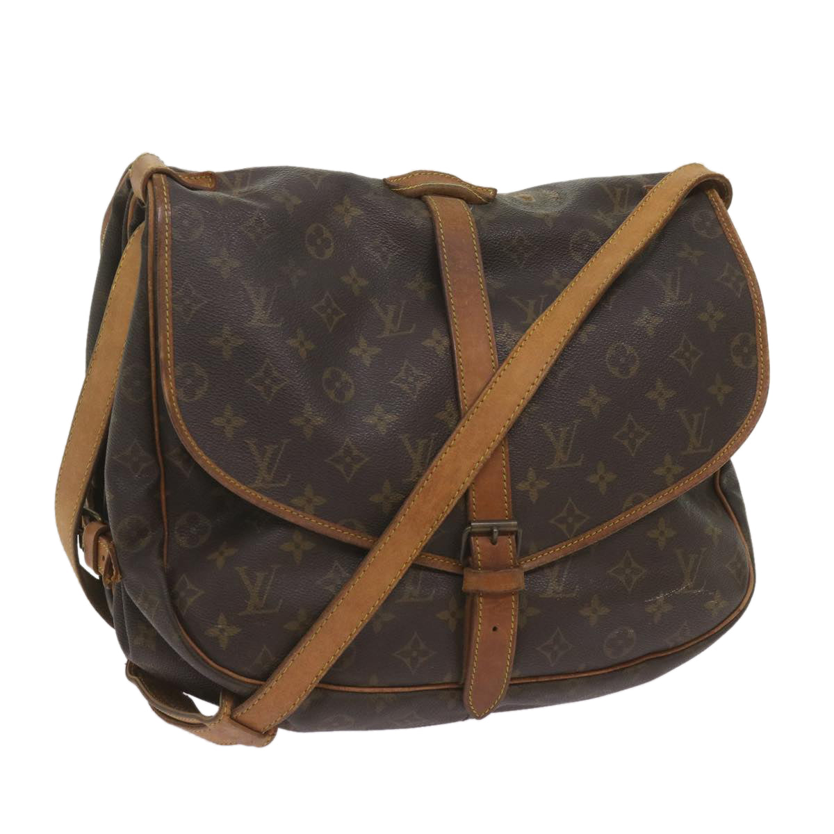 LOUIS VUITTON Monogram Saumur 35 Shoulder Bag M42254 LV Auth ar11481B