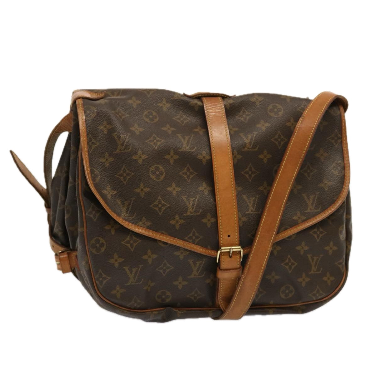 LOUIS VUITTON Monogram Saumur 35 Shoulder Bag M42254 LV Auth ar11486