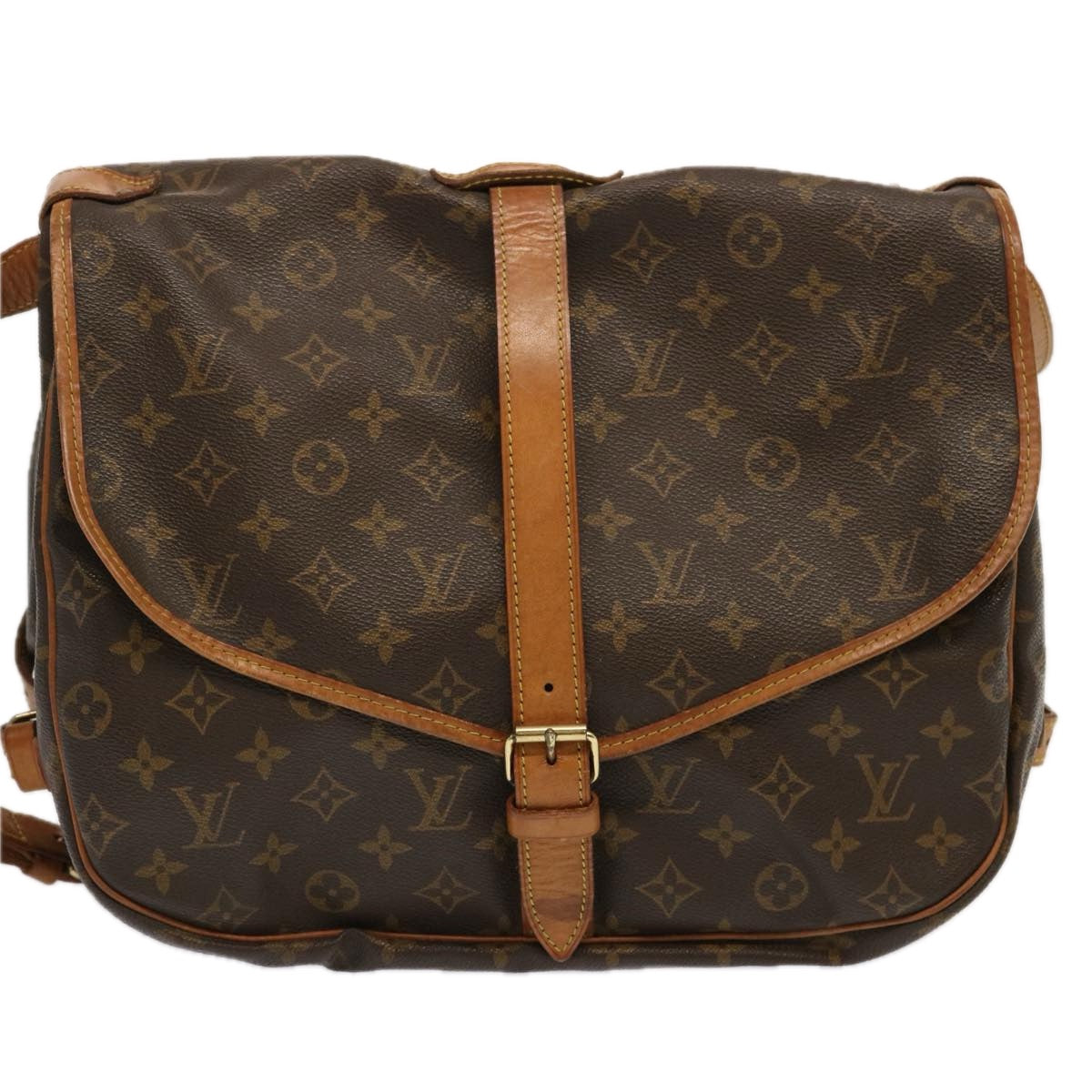 LOUIS VUITTON Monogram Saumur 35 Shoulder Bag M42254 LV Auth ar11486