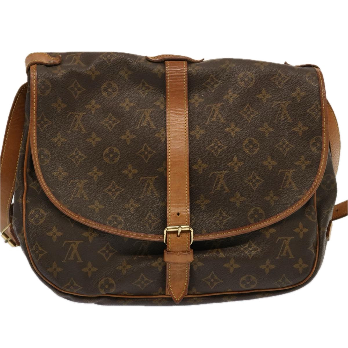 LOUIS VUITTON Monogram Saumur 35 Shoulder Bag M42254 LV Auth ar11486