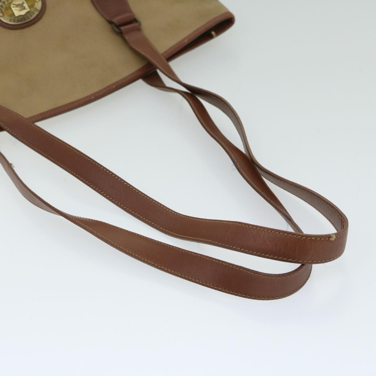 Burberrys Shoulder Bag PVC Beige Auth ar11499