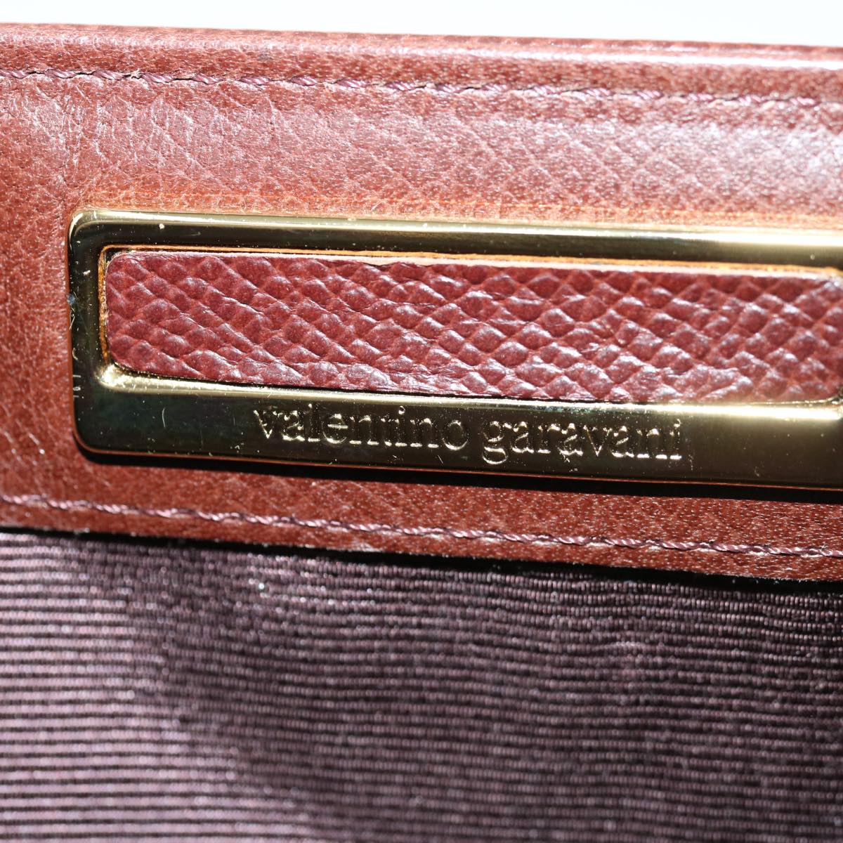 VALENTINO Clutch Bag Leather Brown Auth ar11516