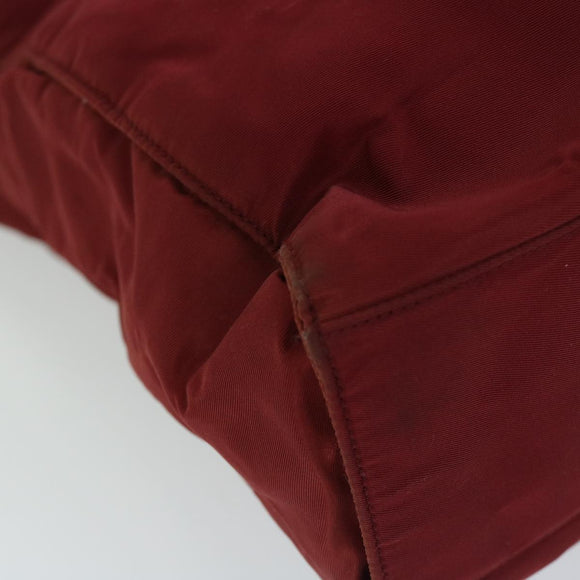 PRADA Hand Bag Nylon Red Auth ar11518
