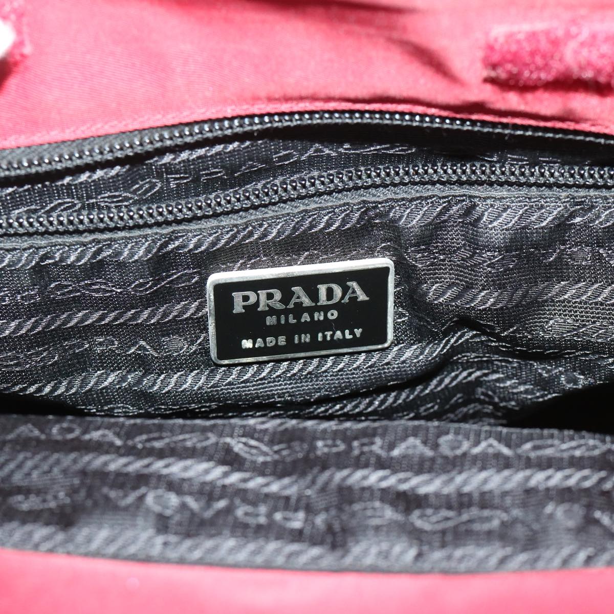 PRADA Hand Bag Nylon Red Auth ar11518