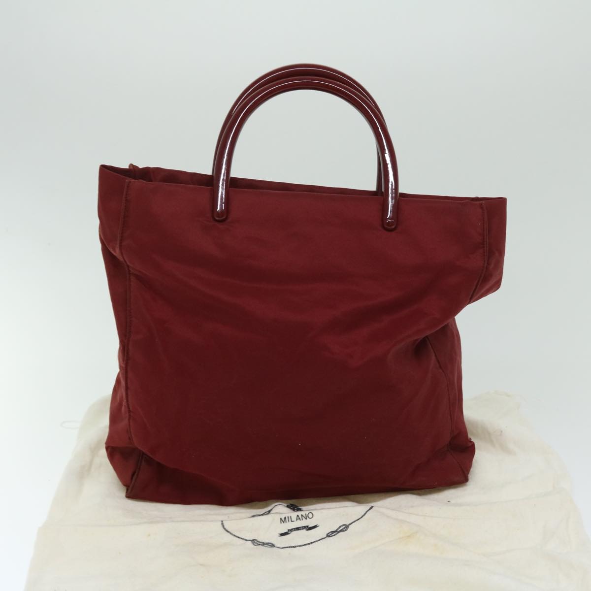 PRADA Hand Bag Nylon Red Auth ar11518