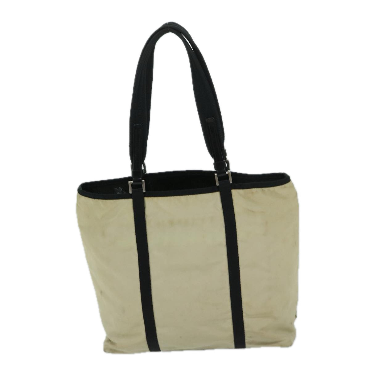 PRADA Tote Bag Nylon Beige Auth ar11527