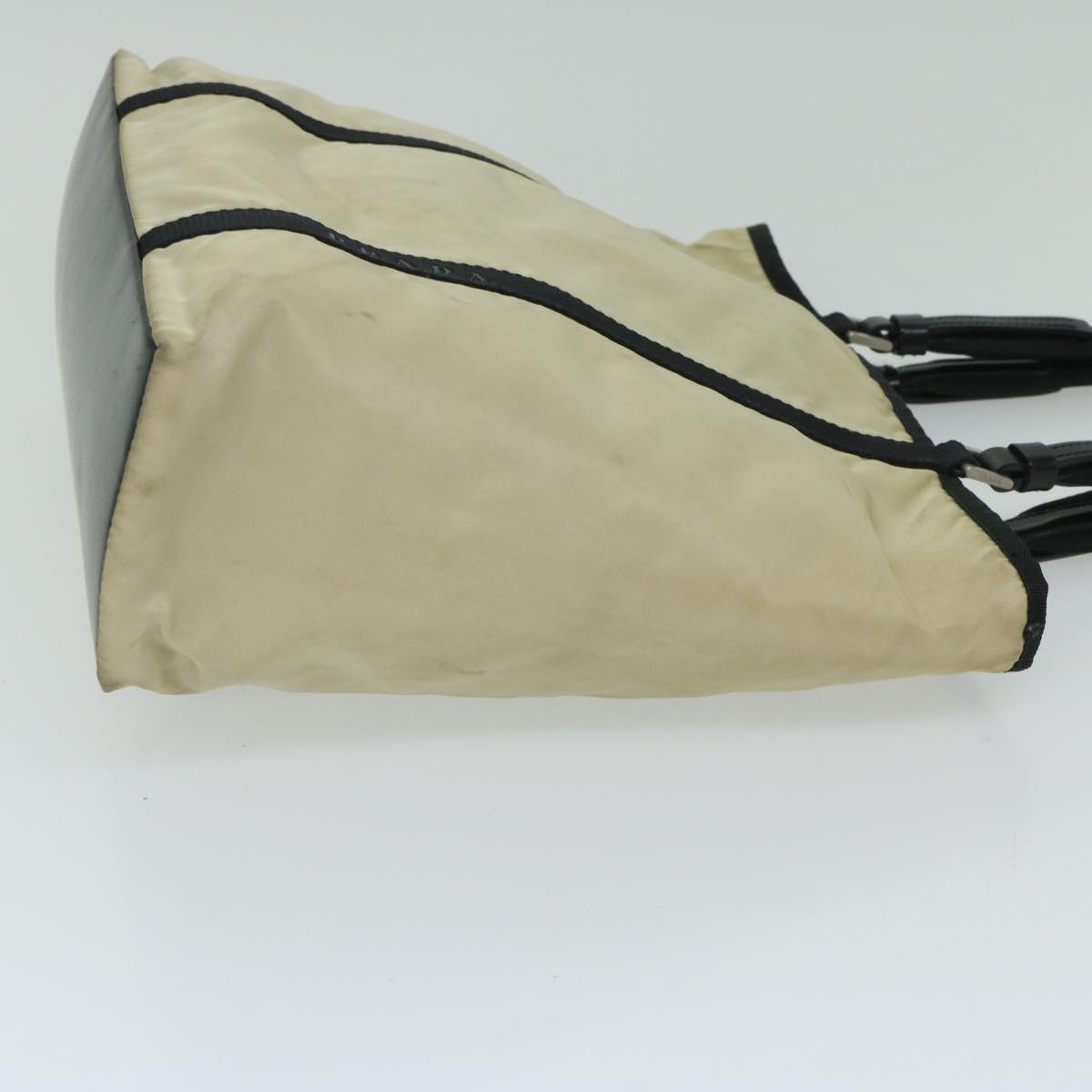 PRADA Tote Bag Nylon Beige Auth ar11527
