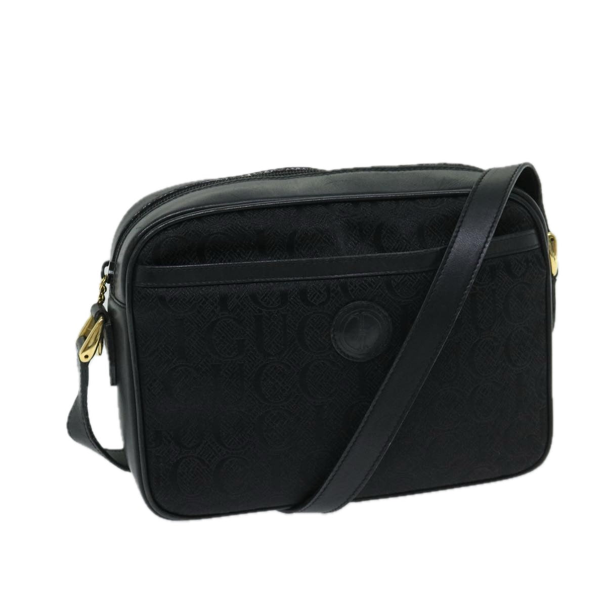 GUCCI Shoulder Bag Canvas Black Auth ar11531