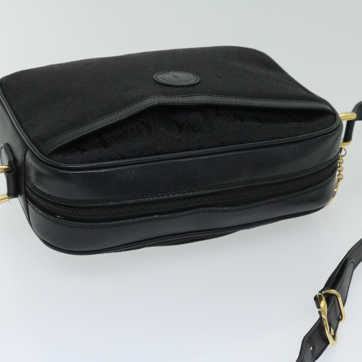 GUCCI Shoulder Bag Canvas Black Auth ar11531