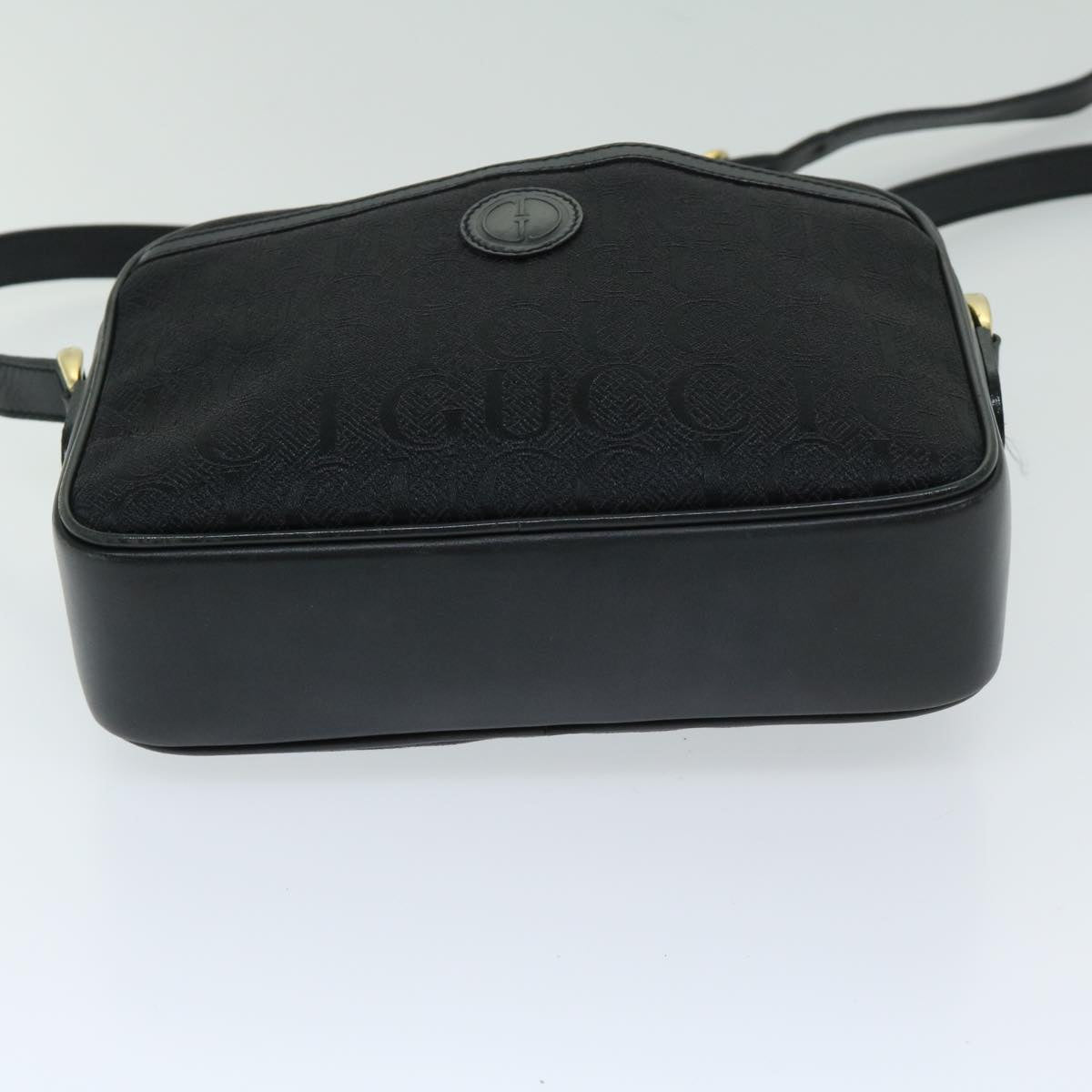 GUCCI Shoulder Bag Canvas Black Auth ar11531