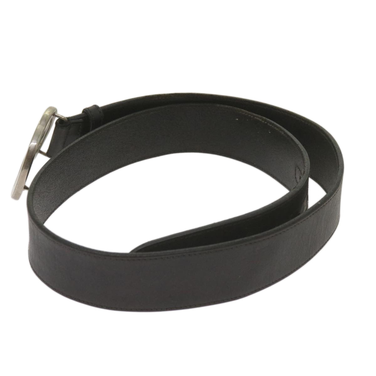GUCCI Interlocking Belt Leather 34.6""-37.4"" Black Auth ar11535