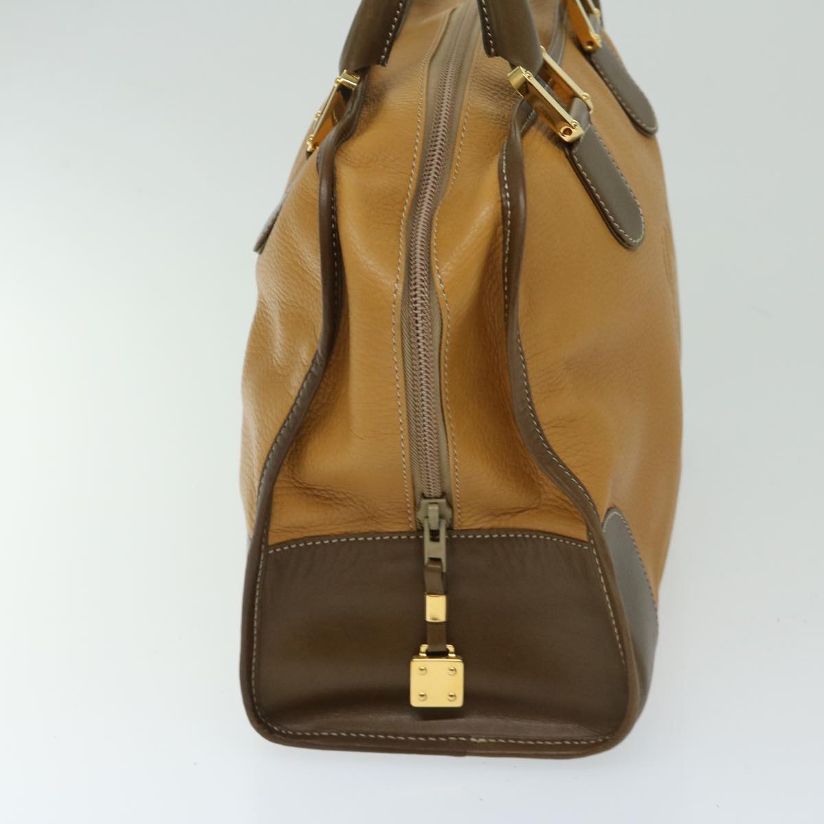 LOEWE Anagram Hand Bag Leather Brown Auth ar11536