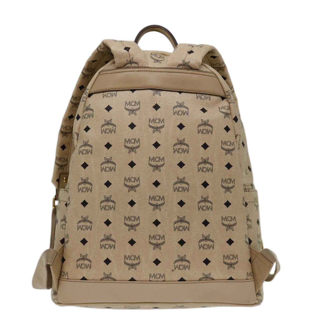 MCM Vicetos Logogram Backpack PVC Leather Beige Auth ar11539 - 0
