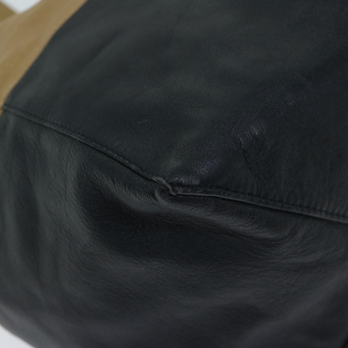 CELINE Horizontal Cabas Tote Bag Leather Beige Black Auth ar11566