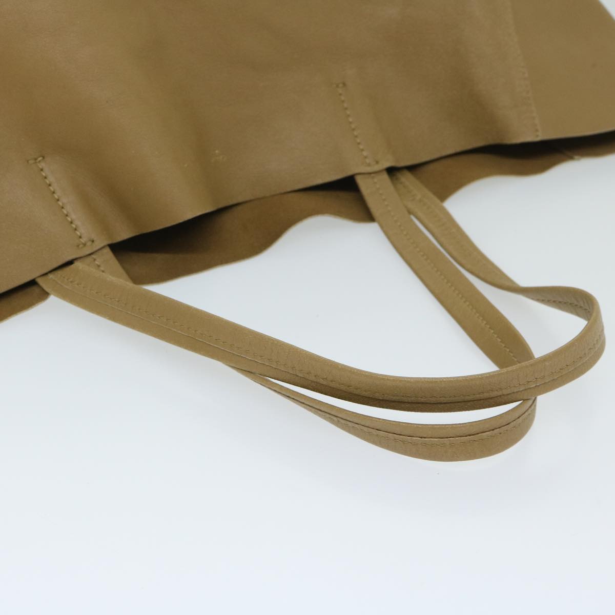 CELINE Horizontal Cabas Tote Bag Leather Beige Black Auth ar11566