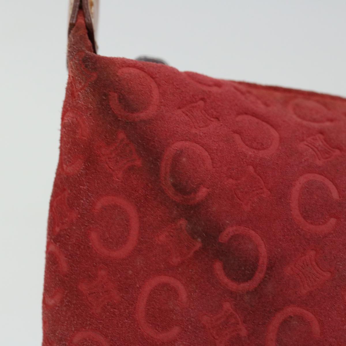 CELINE C Macadam Canvas Hand Bag Red Auth ar11578B