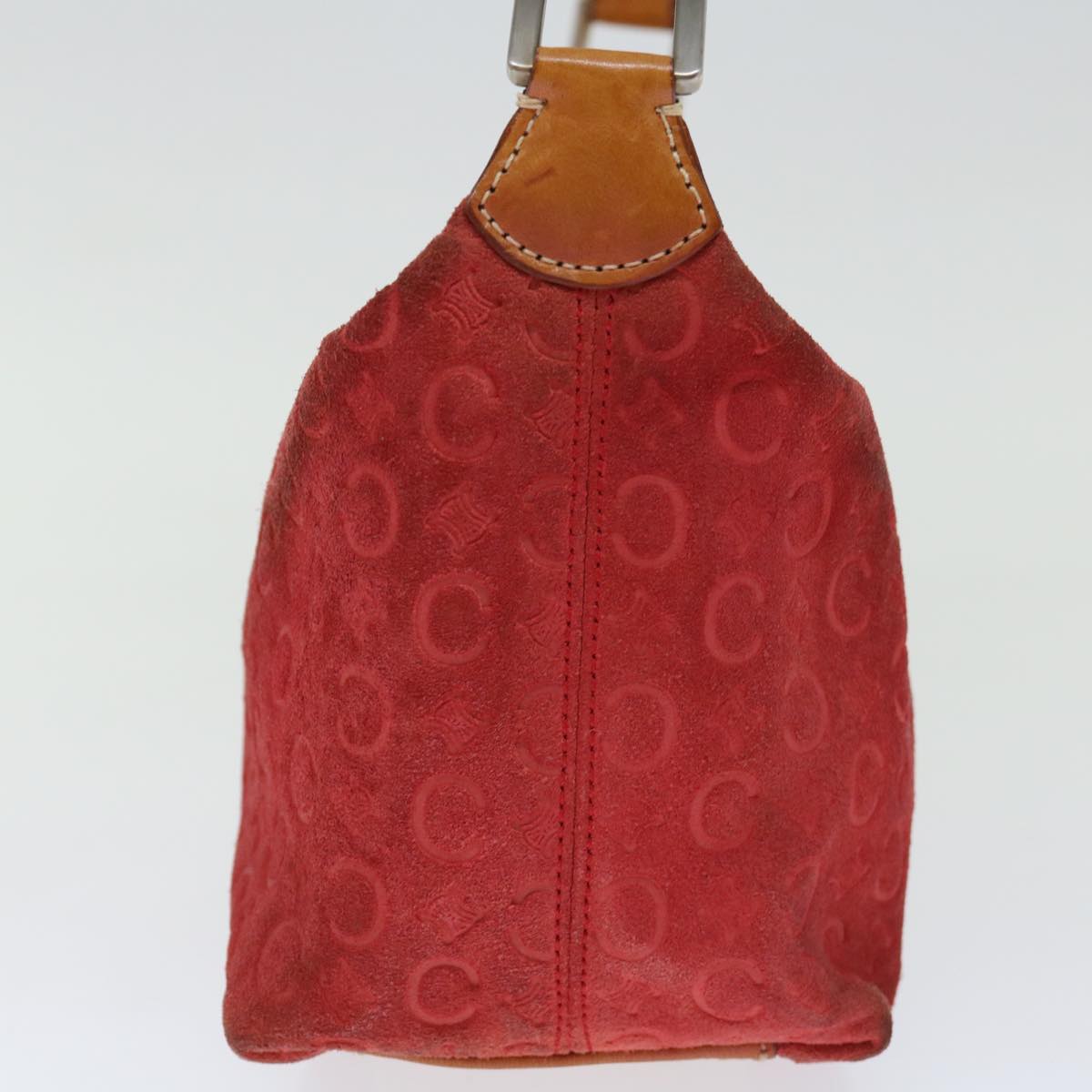CELINE C Macadam Canvas Hand Bag Red Auth ar11578B