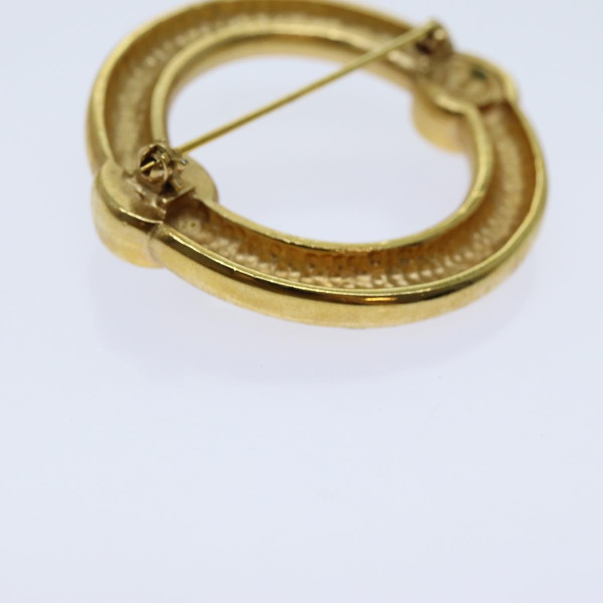 CELINE Circle Brooch metal Gold Auth ar11594B