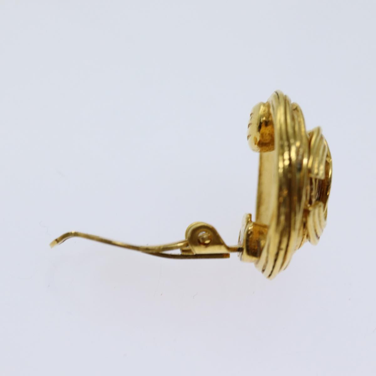 CHANEL COCO Mark Earring Gold Tone CC Auth ar11595B
