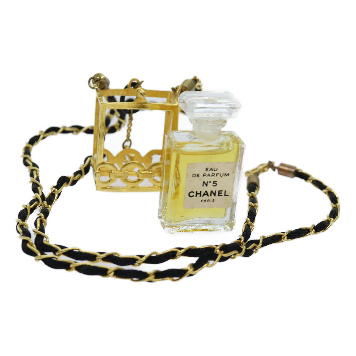 CHANEL perfume Necklace Gold CC Auth ar11598B
