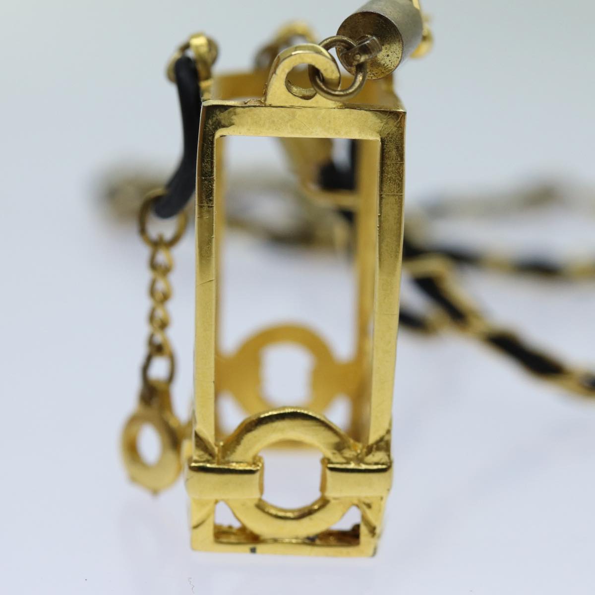 CHANEL perfume Necklace Gold CC Auth ar11598B