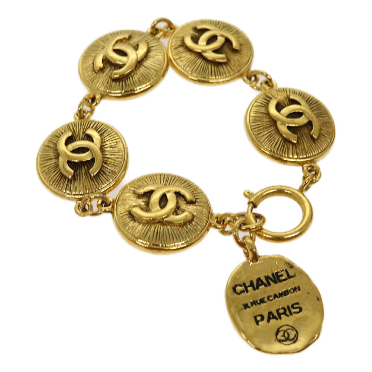 CHANEL COCO Mark Bracelet Gold CC Auth ar11603B