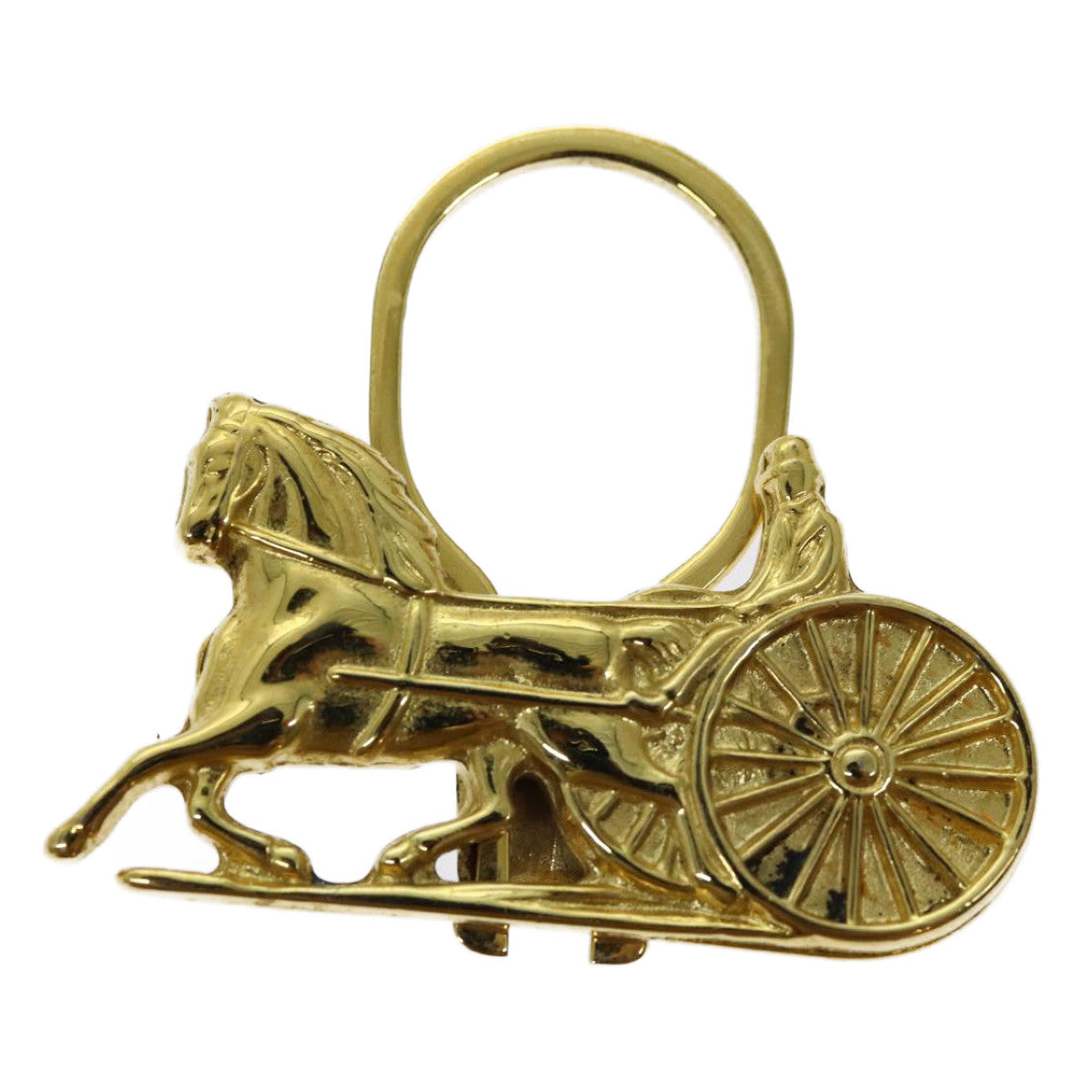 CELINE Horse Carriage Key Ring metal Gold Auth ar11605B