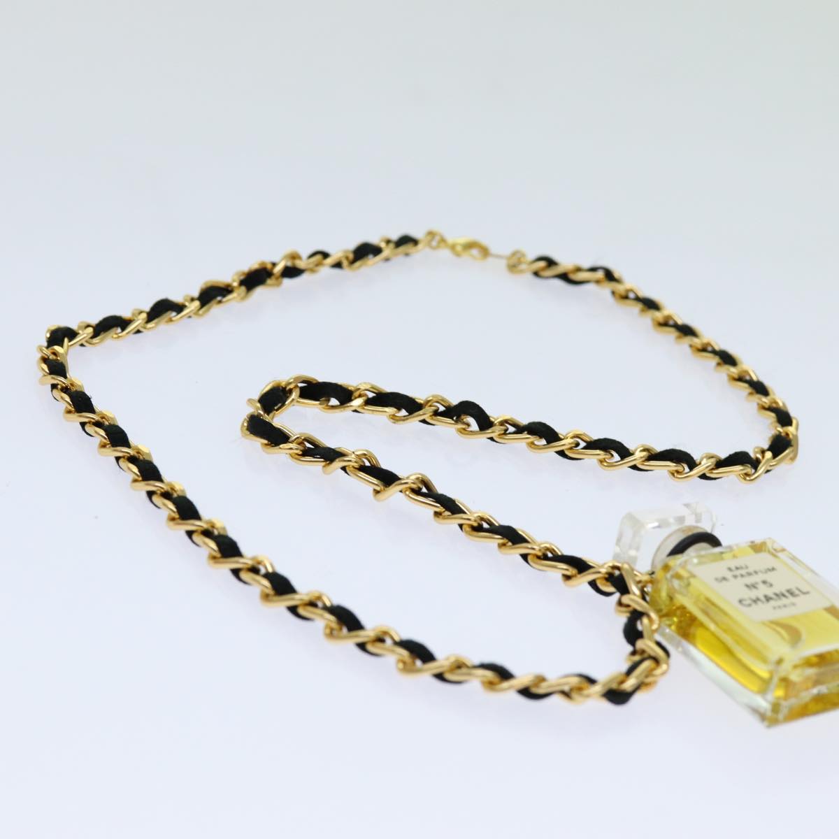 CHANEL Perfume Necklace Gold CC Auth ar11607B