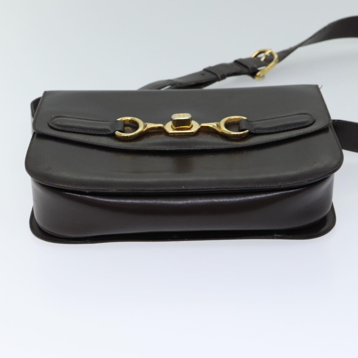 CELINE Shoulder Bag Leather Brown Auth ar11623B