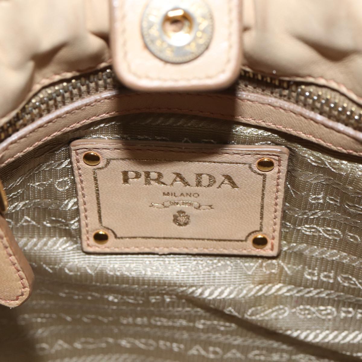 PRADA Shoulder Bag Leather Beige Auth ar11638B