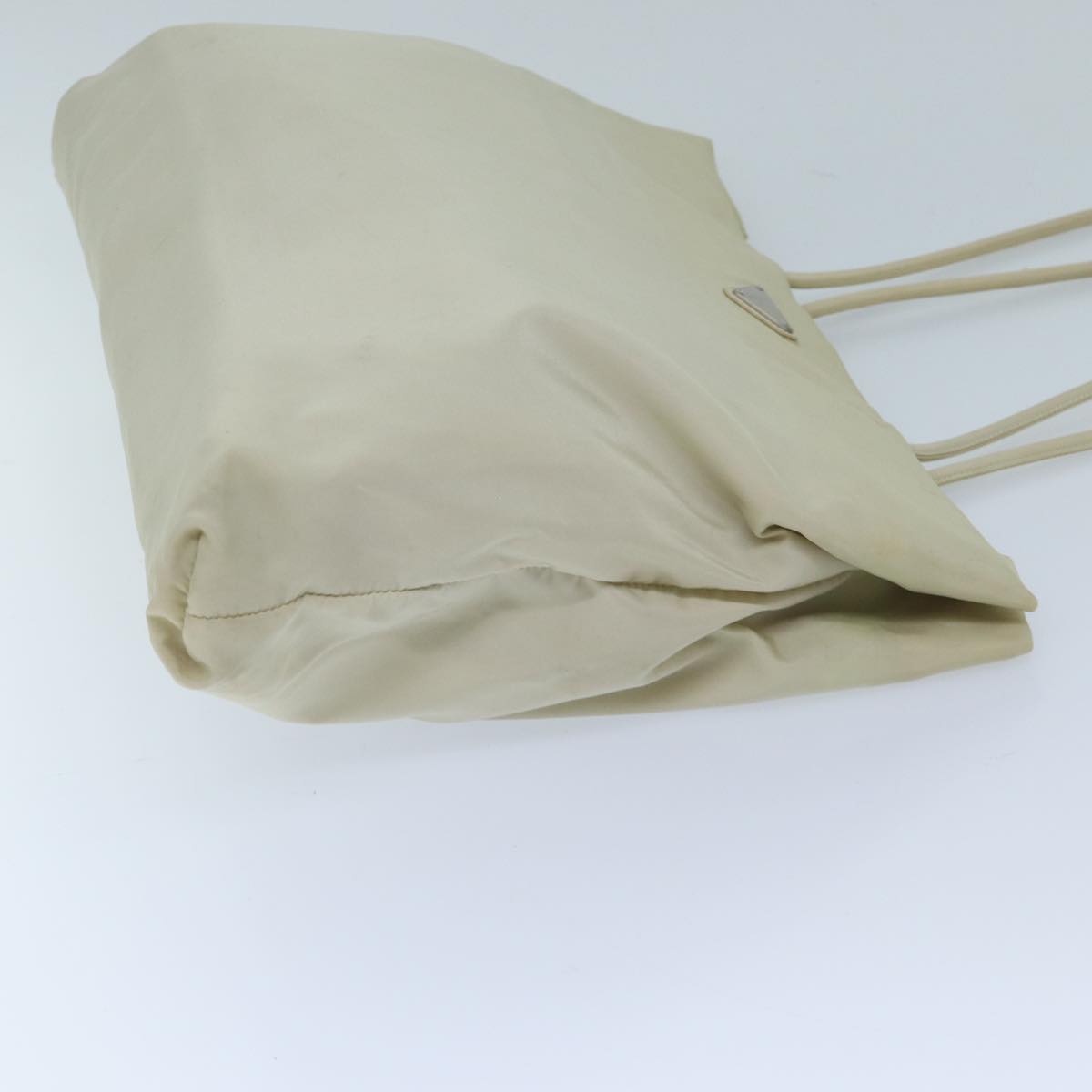 PRADA Tote Bag Nylon Beige Auth ar11642B