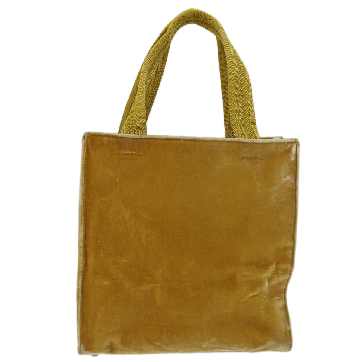 PRADA Hand Bag Velor Yellow Auth ar11643B