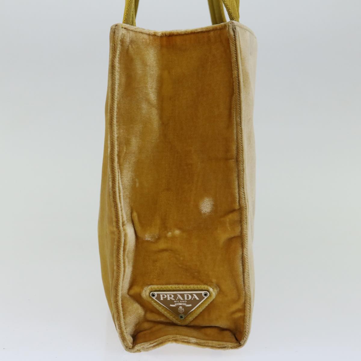 PRADA Hand Bag Velor Yellow Auth ar11643B