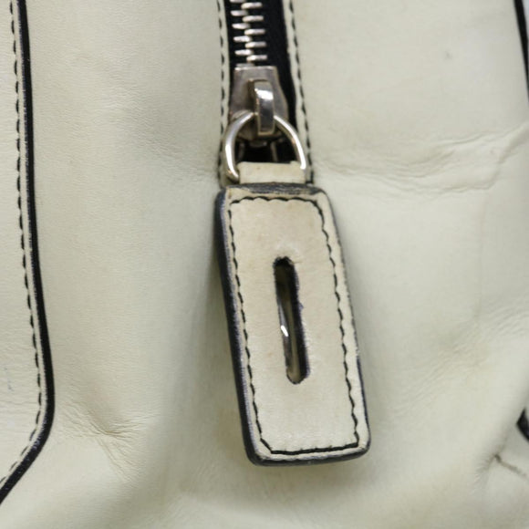 PRADA Hand Bag Leather White Auth ar11644B