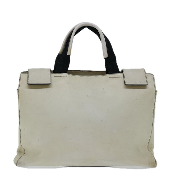 PRADA Hand Bag Leather White Auth ar11644B