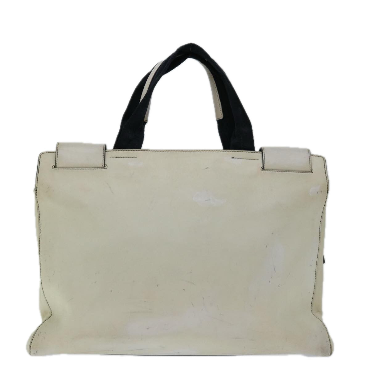 PRADA Hand Bag Leather White Auth ar11644B - 0