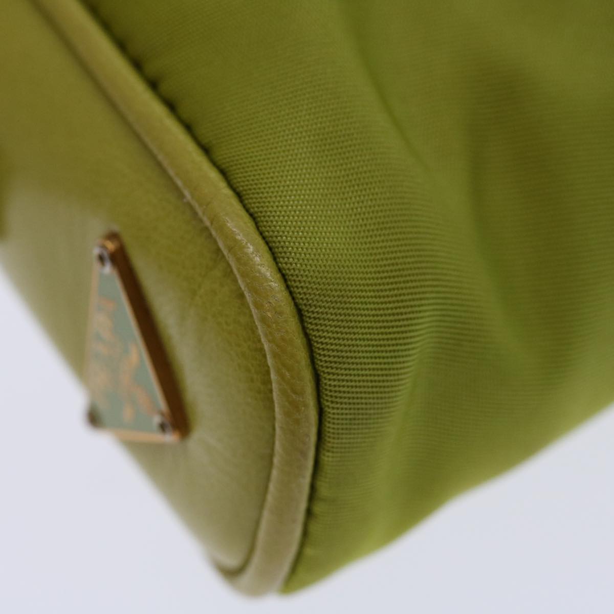 PRADA Hand Bag Nylon Green Auth ar11658B