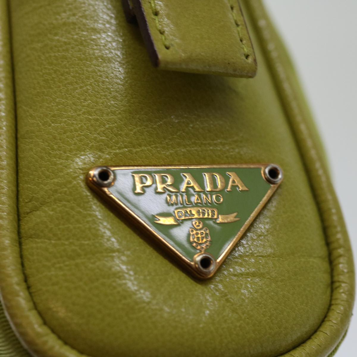 PRADA Hand Bag Nylon Green Auth ar11658B