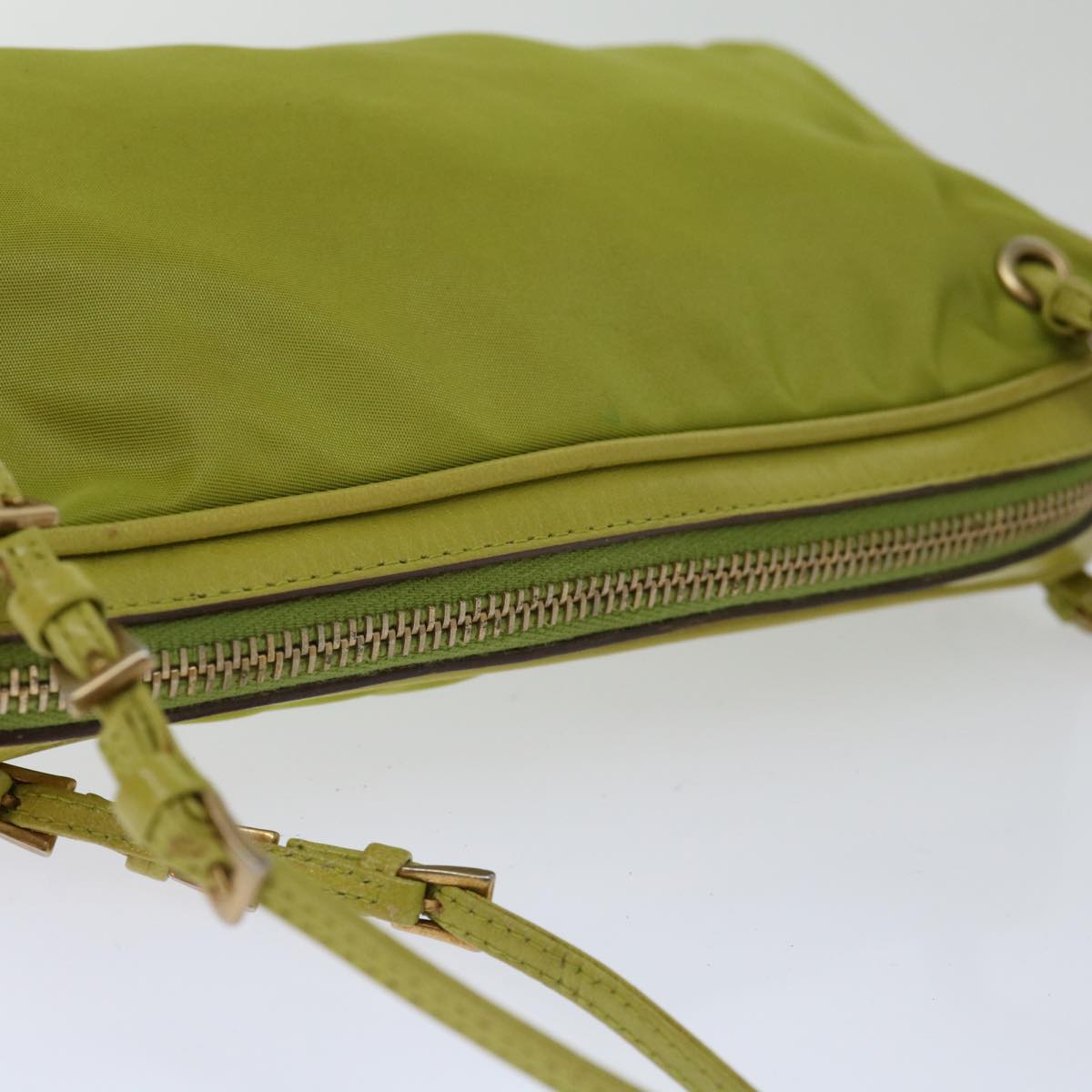 PRADA Hand Bag Nylon Green Auth ar11658B