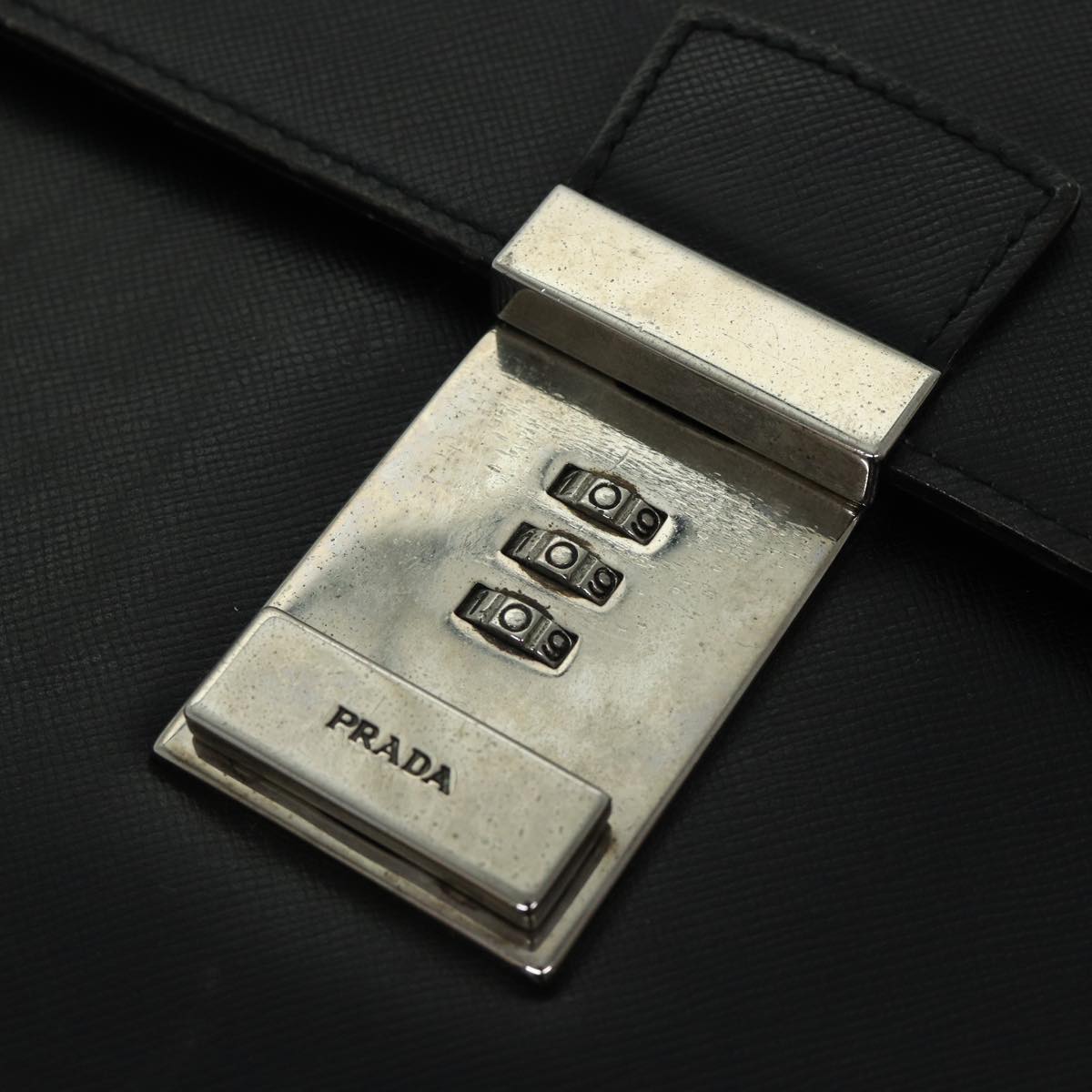 PRADA Hand Bag Leather Black Auth ar11660B