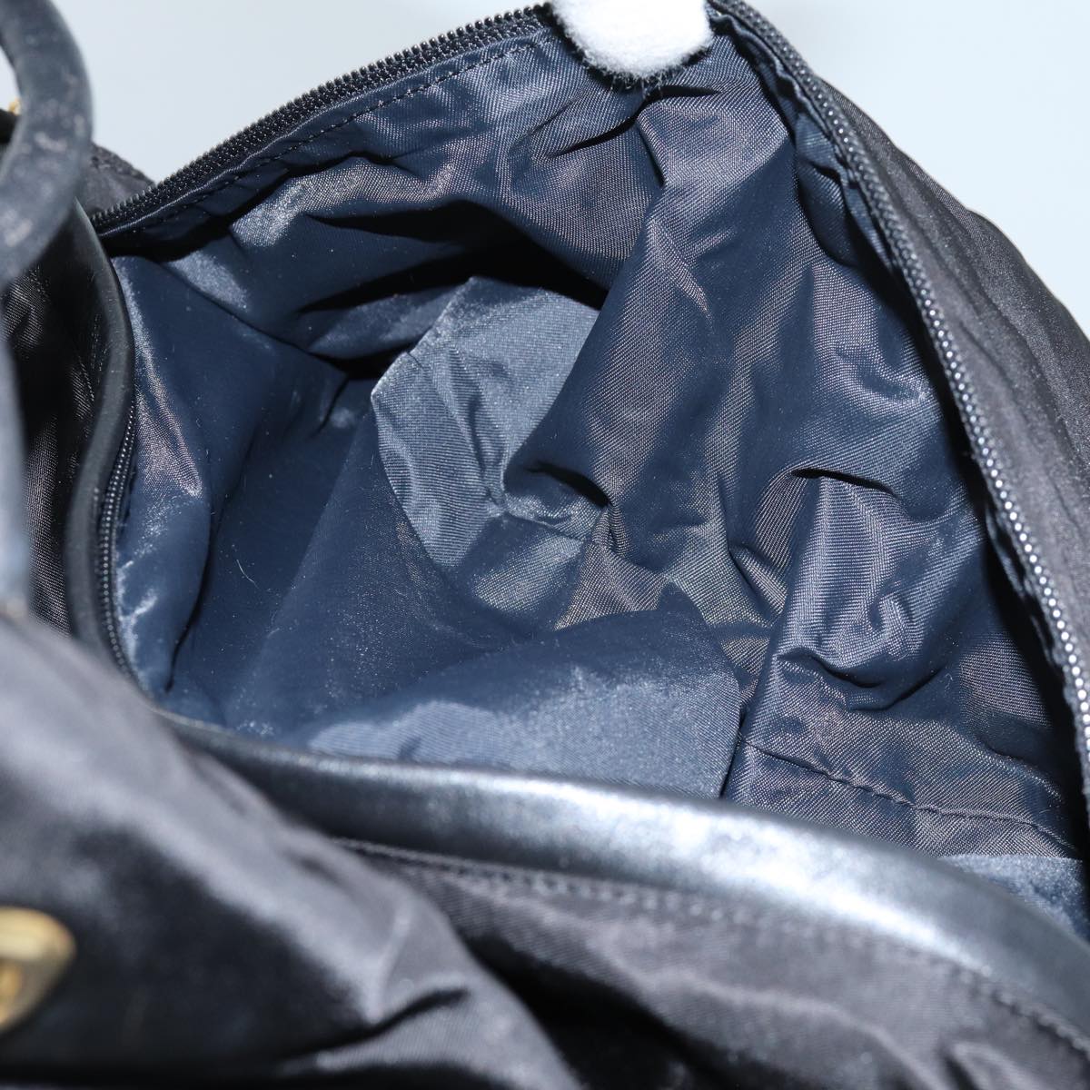 CELINE Circle Shoulder Bag Nylon Black Auth ar11677