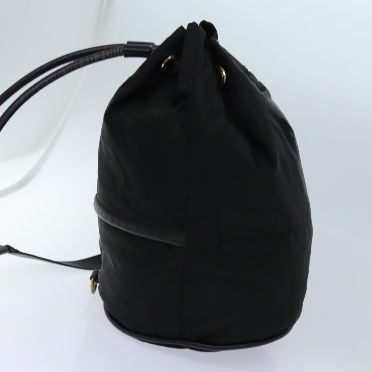 CELINE Circle Shoulder Bag Nylon Black Auth ar11677