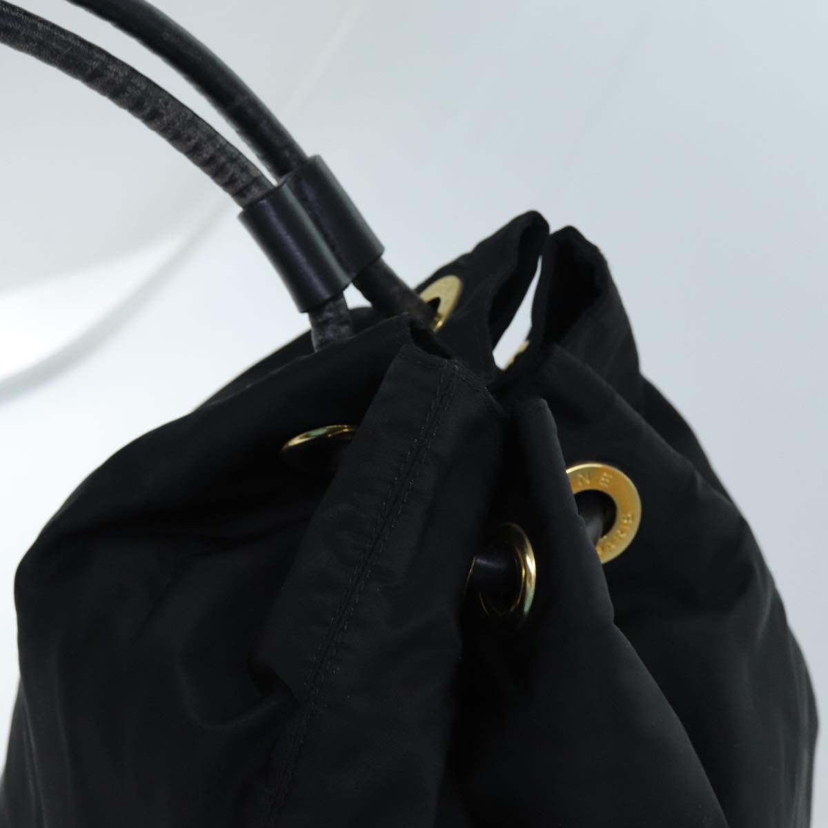 CELINE Circle Shoulder Bag Nylon Black Auth ar11677