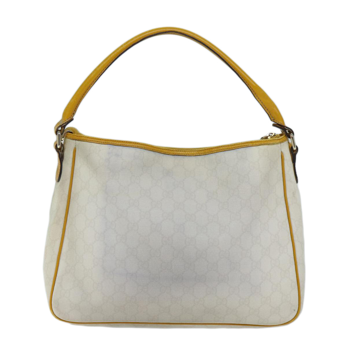 GUCCI GG Canvas Shoulder Bag PVC White Yellow Auth ar11691 - 0