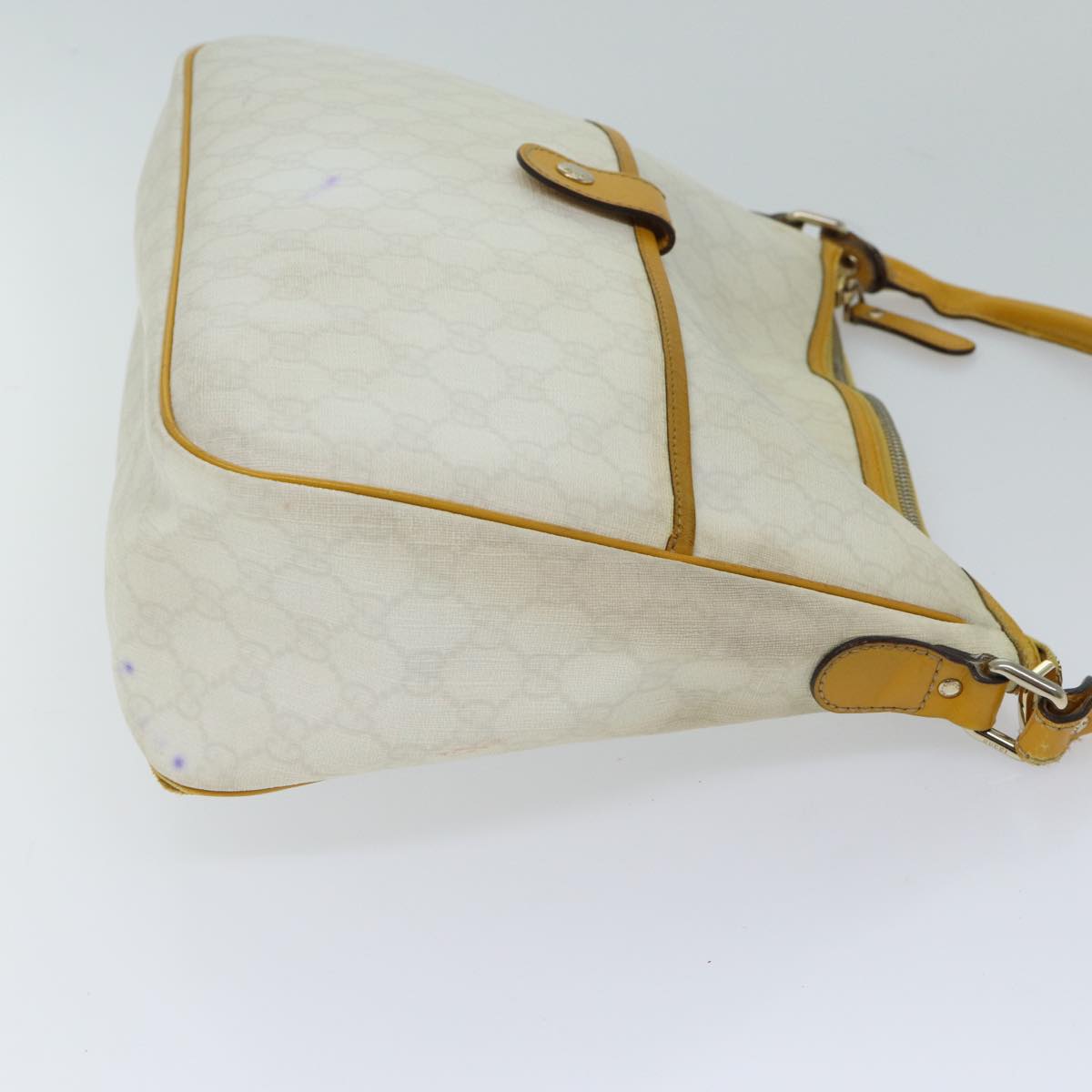 GUCCI GG Canvas Shoulder Bag PVC White Yellow Auth ar11691