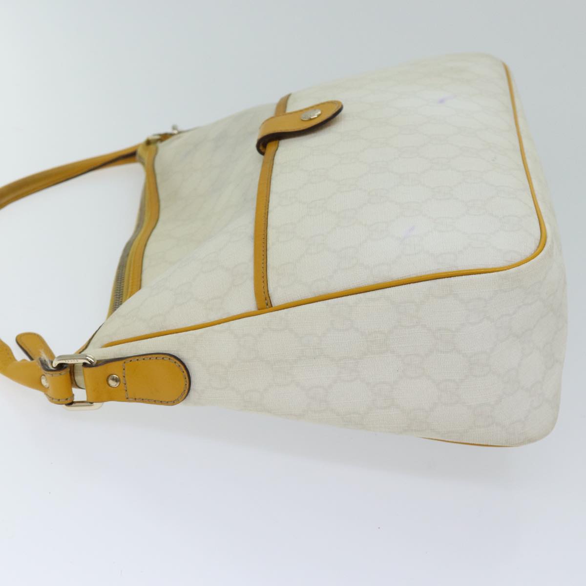 GUCCI GG Canvas Shoulder Bag PVC White Yellow Auth ar11691