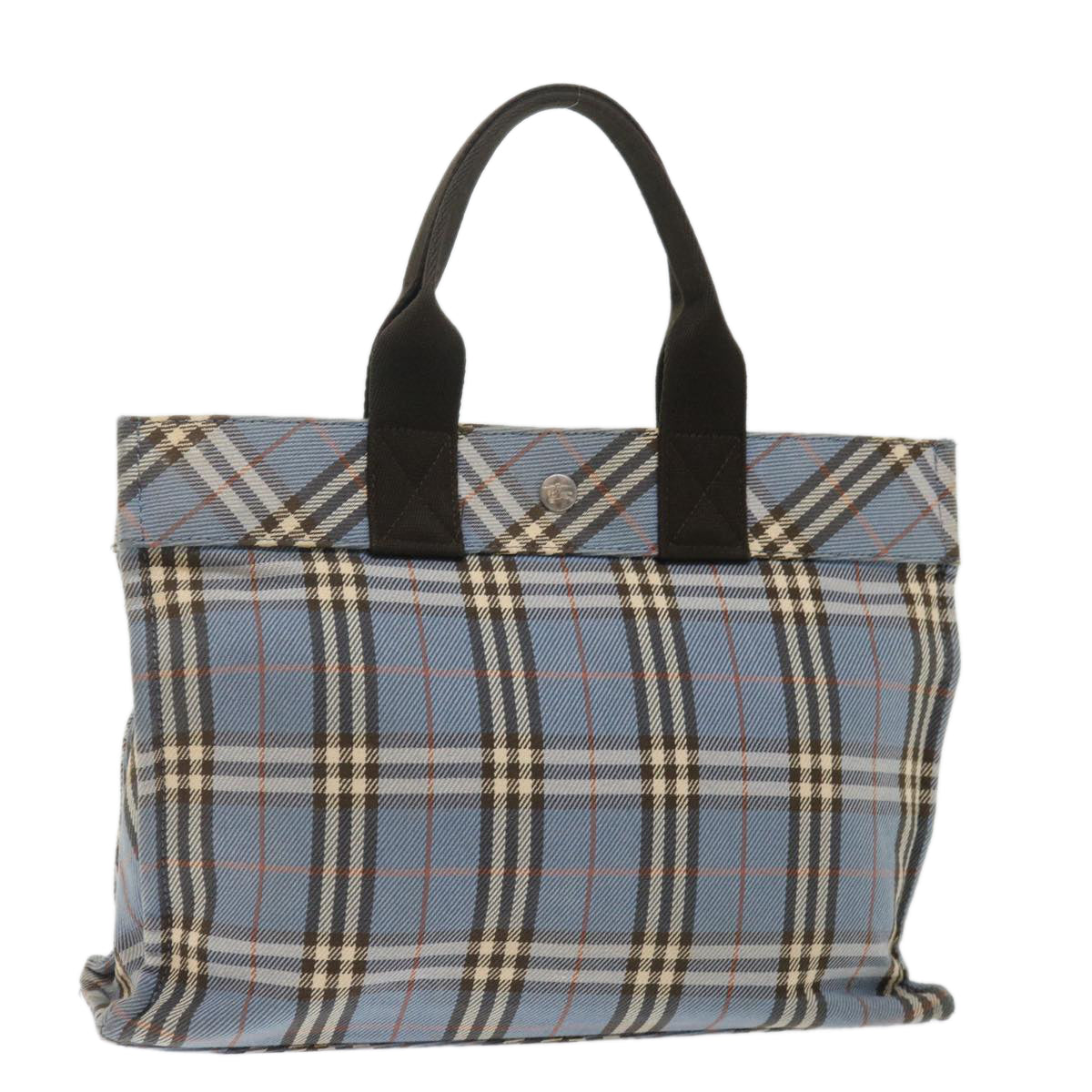 BURBERRY Nova Check Blue Label Hand Bag Canvas Blue Brown Auth ar11707