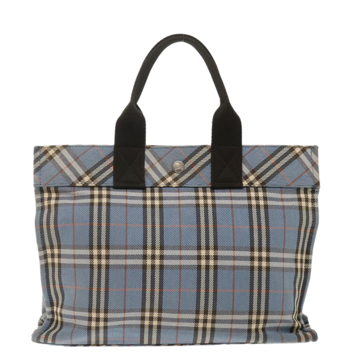 BURBERRY Nova Check Blue Label Hand Bag Canvas Blue Brown Auth ar11707